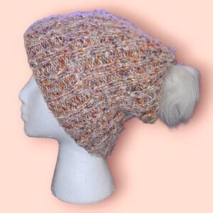Time and Tru Multicolor Knit Beanie with Pom Pom